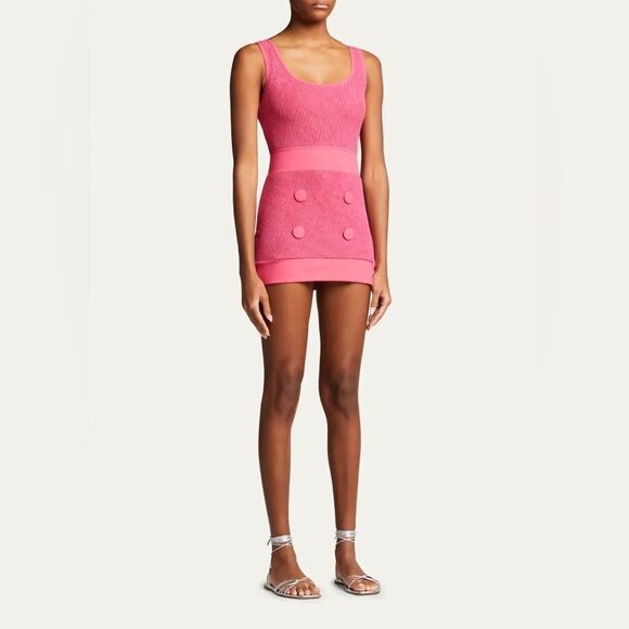 SHAN Swimwear Dahlia Textured Sleeveless Swim Mini Dress in Rose Pink $430 Sz 8 - Picture 5 of 16
